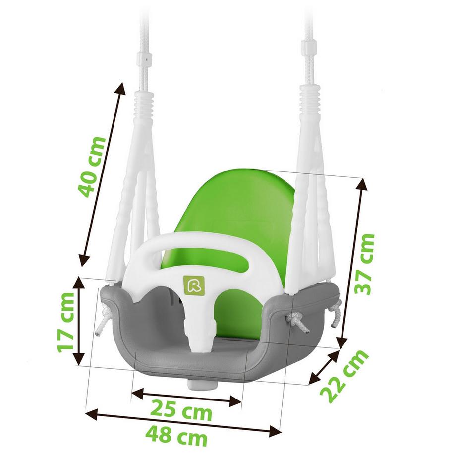 B2X  Ricokids Elephant Balançoire seau 3en1, gris et vert 
