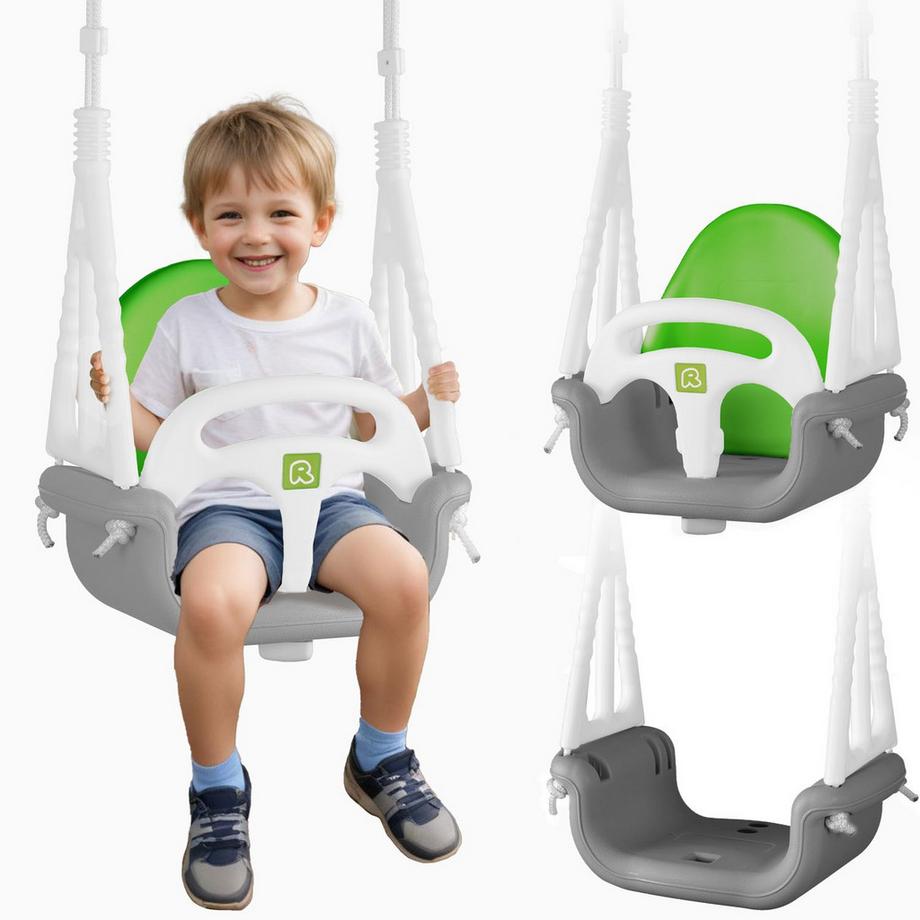 B2X  Ricokids Elephant Balançoire seau 3en1, gris et vert 