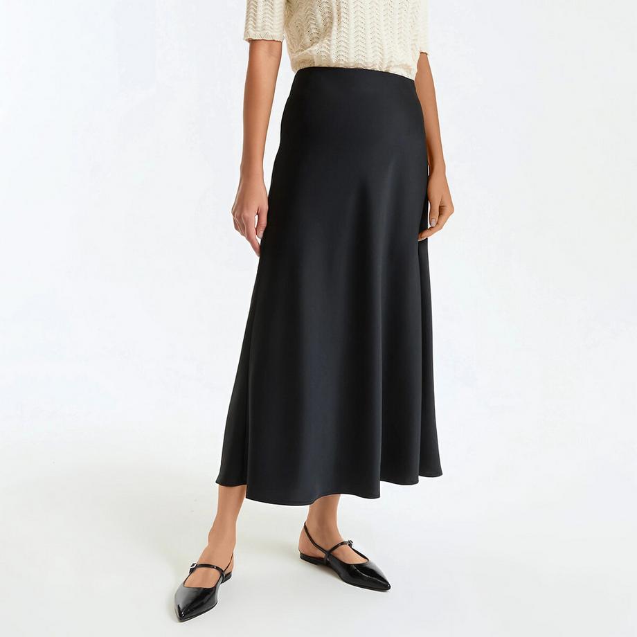 La Redoute Collections Ausgestellter Matter Satin Maxirock  