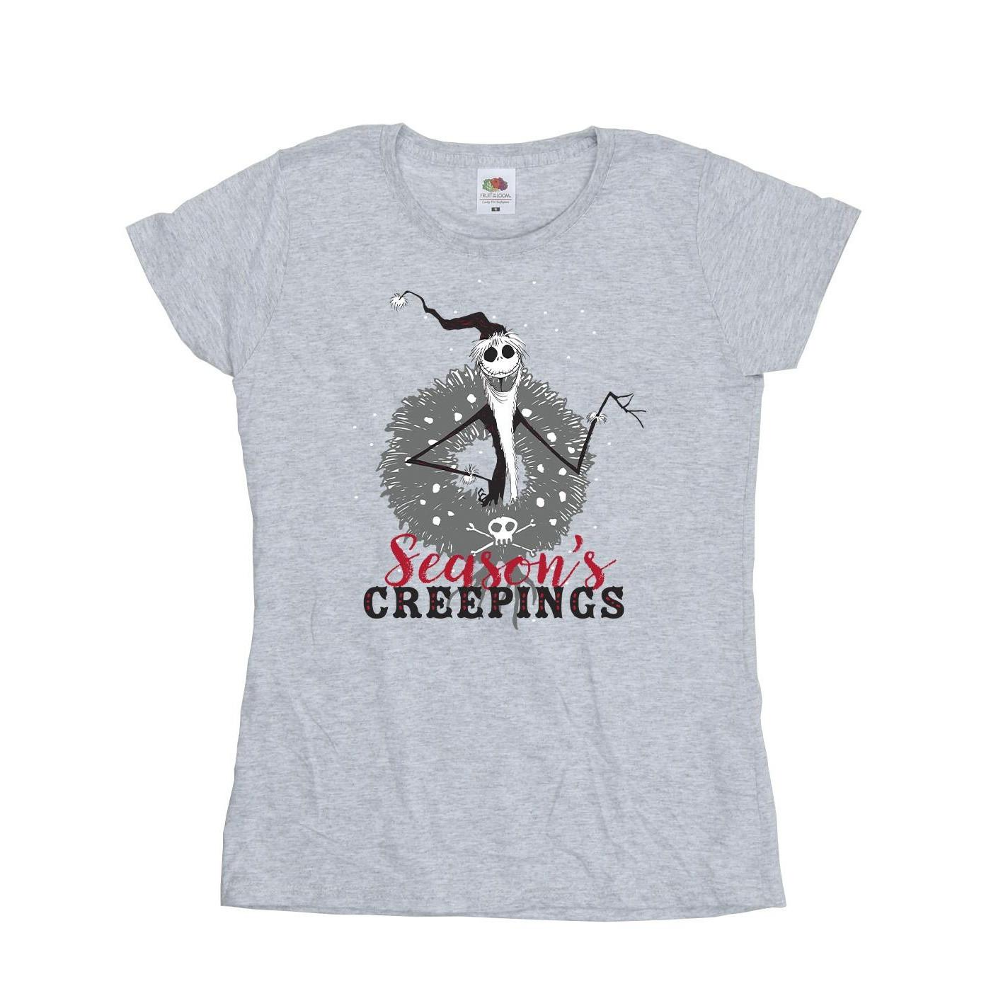 Image of The Nightmare Before Christmas Seasons Creepings Wreath Tshirt Damen Grau XXL