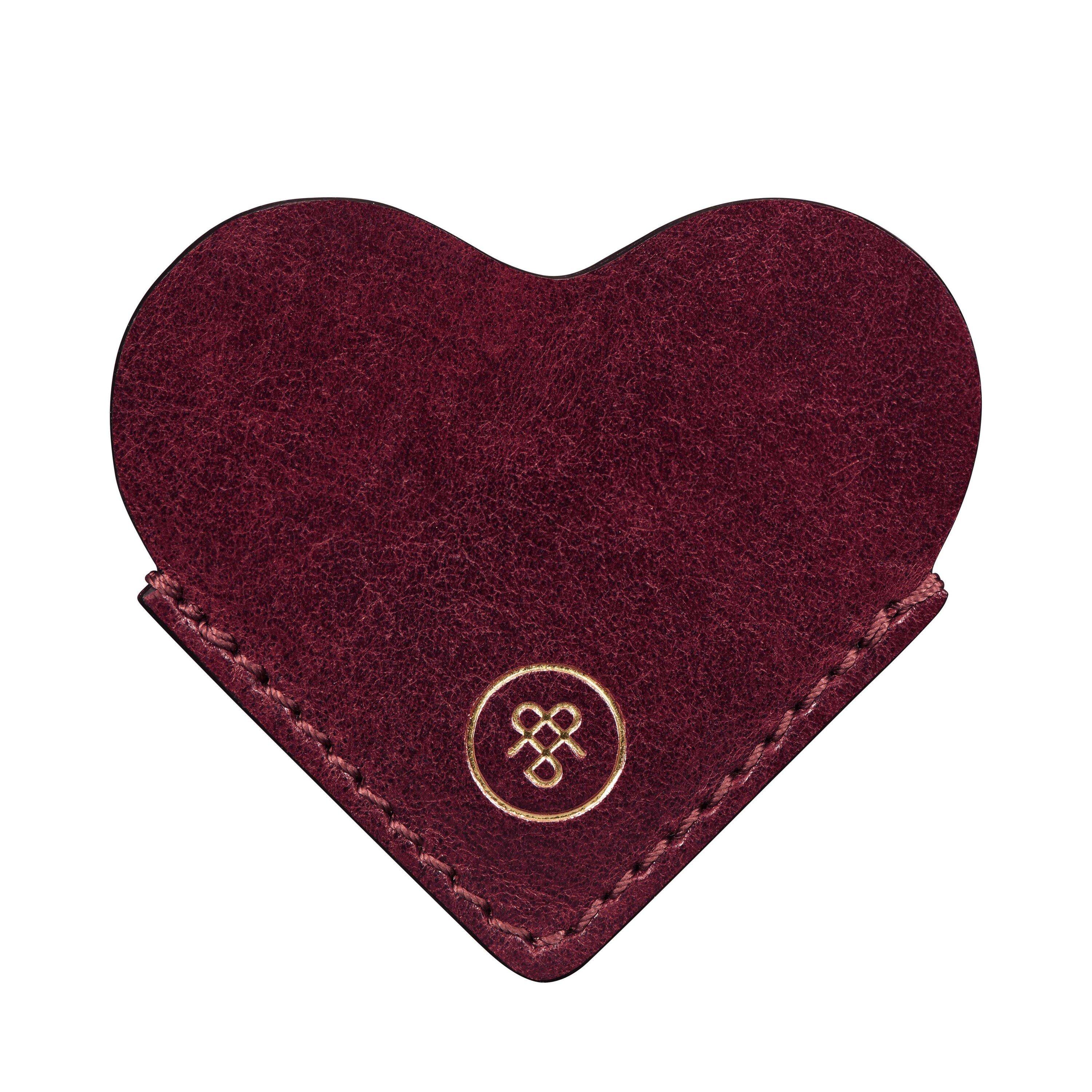 Image of Sanza - Herzförmiges Leder Lesezeichen Unisex Dunkelrot