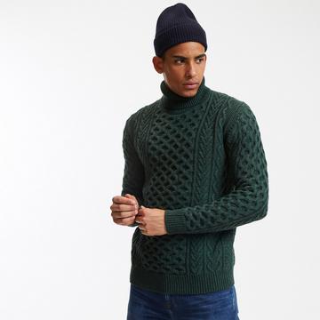 Rollkragenpullover mit Zopfmuster