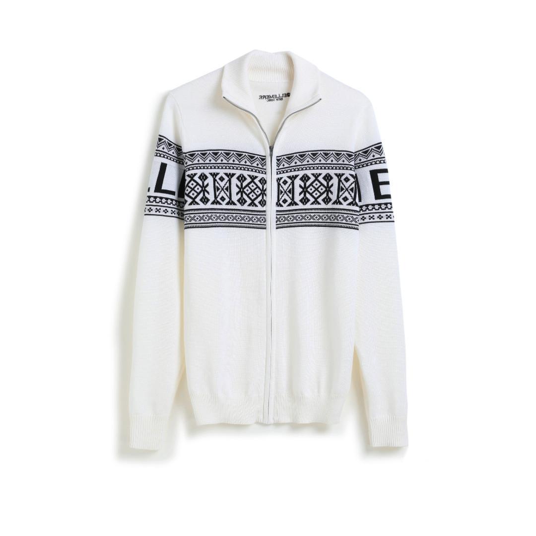Image of Bellemere Unisex Vintage Schweden Design Strickjacke Mit Durchgehendem Reißverschluss Herren Weiss L