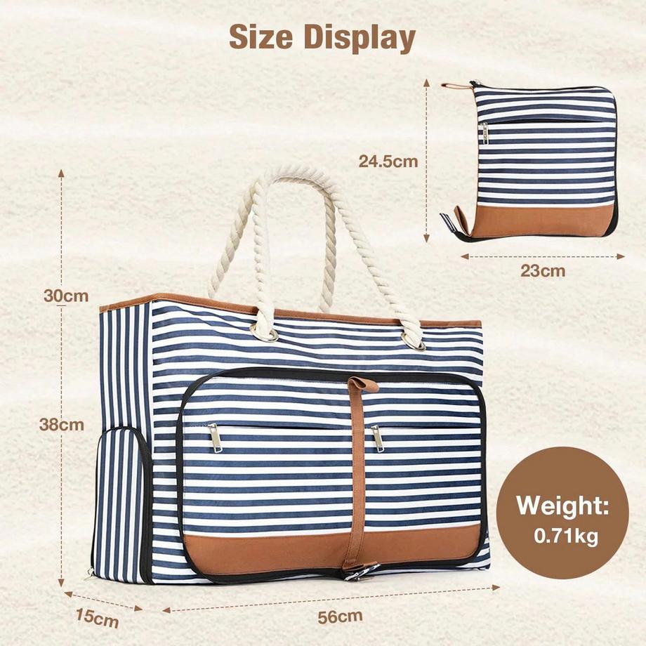 Only-bags.store Grosse Strandtasche mit Reissverschluss vielseitiger Shopper Bad Sauna Reise Einkaufstasche  