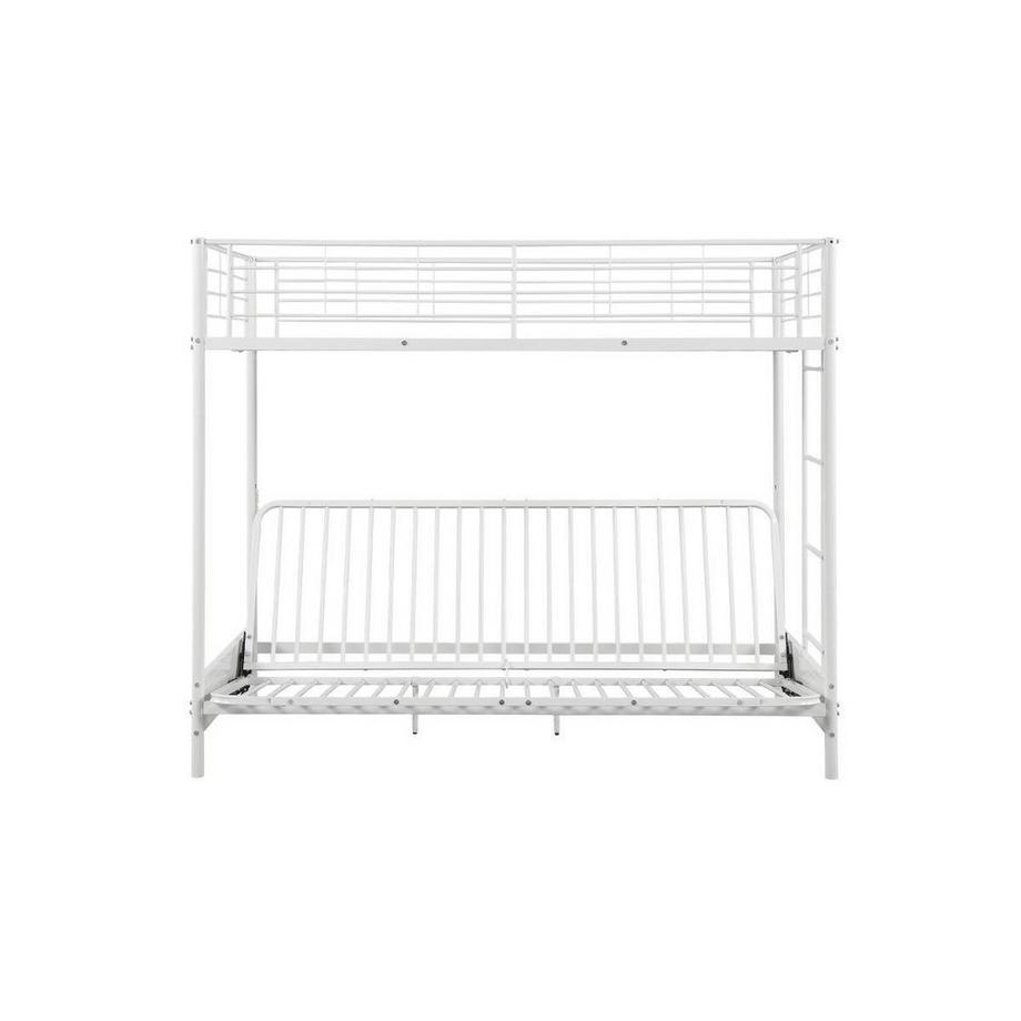 Vente-unique Letto a soppalco 90 x 190 cm con divano letto Metallo Bianco + Futon + Materasso - MODULO V  