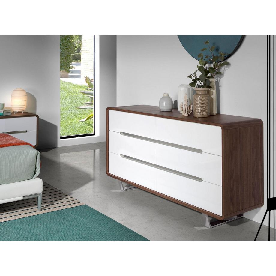 ANGEL CERDA Kommode ausem Holz, Walnuss und verchromtem Stahl  