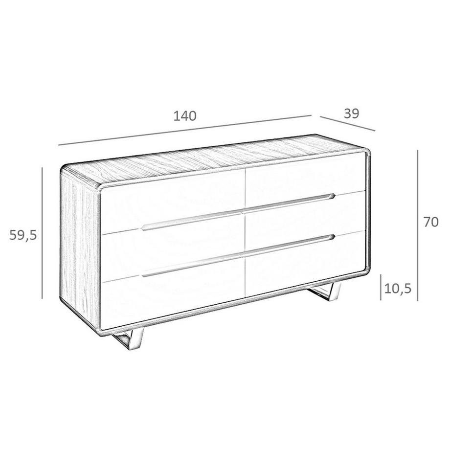 ANGEL CERDA Kommode ausem Holz, Walnuss und verchromtem Stahl  