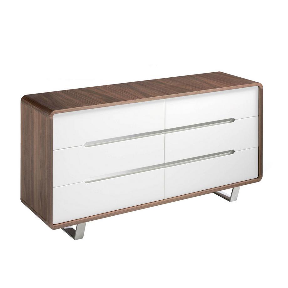 Kommode ausem Holz, Walnuss und verchromtem Stahl