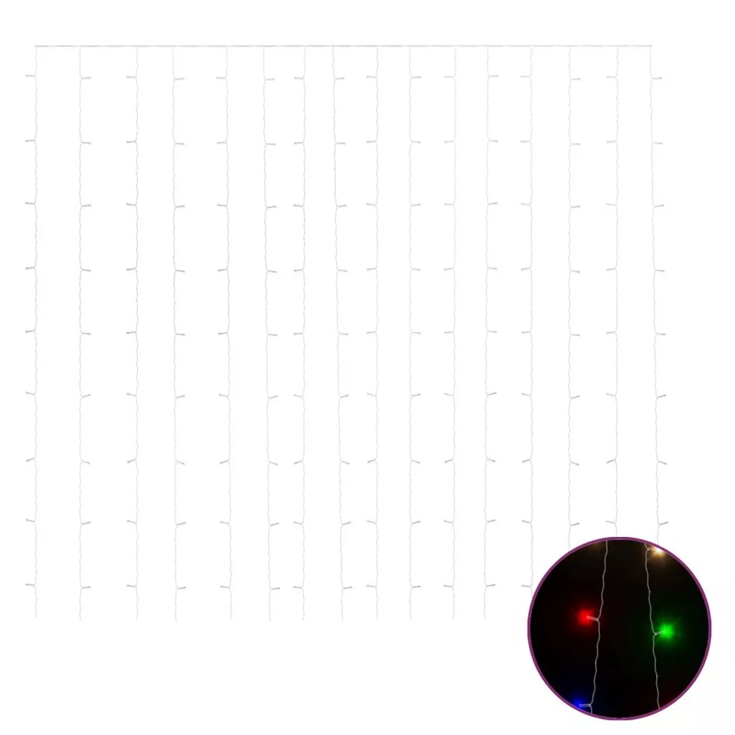 Rideaux lumineux à LED 3x3 m 300 LED Multicolore 8 fonctions