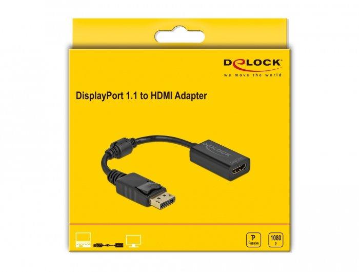 DeLock  Adapter DisplayPort 1.1 Stecker zu HDMI Buchse Passiv schwarz (0.15 m) 