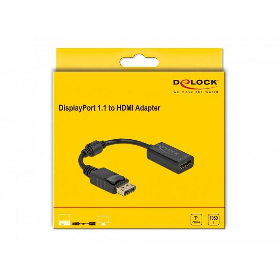 DeLock  DeLOCK Adattatore DisplayPort 1.1 maschio a HDMI femmina passivo nero 