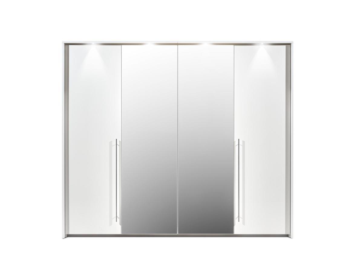 Vente-unique Armoire 2 portes - Avec miroir et LEDs - L255 cm - Blanc - INGINA  
