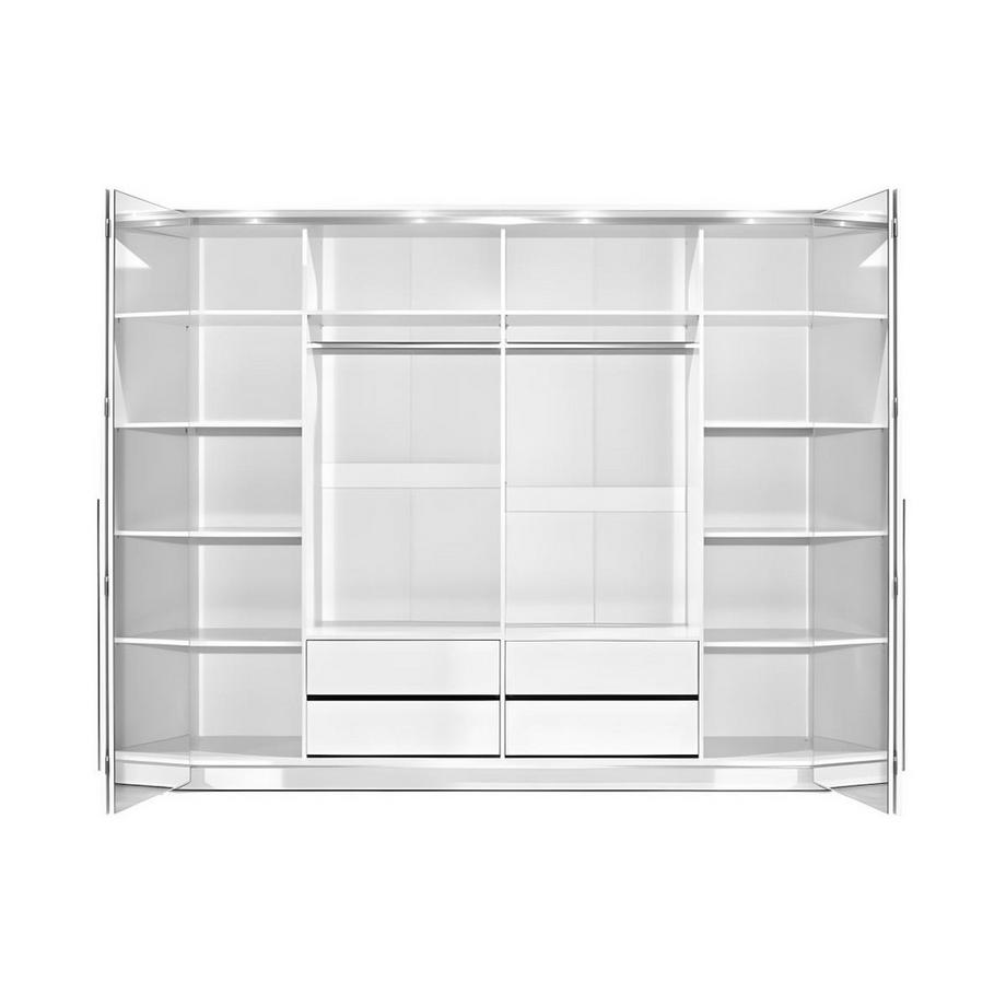 Vente-unique Armoire 2 portes - Avec miroir et LEDs - L255 cm - Blanc - INGINA  