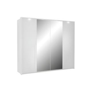 Vente-unique Armoire 2 portes - Avec miroir et LEDs - L255 cm - Blanc - INGINA  