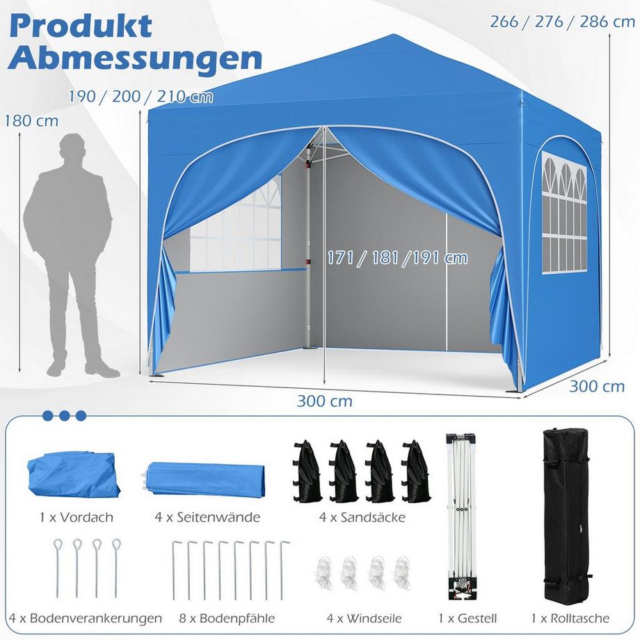 Northix Pop-Up-Überdachungszelt, abnehmbare Wände  