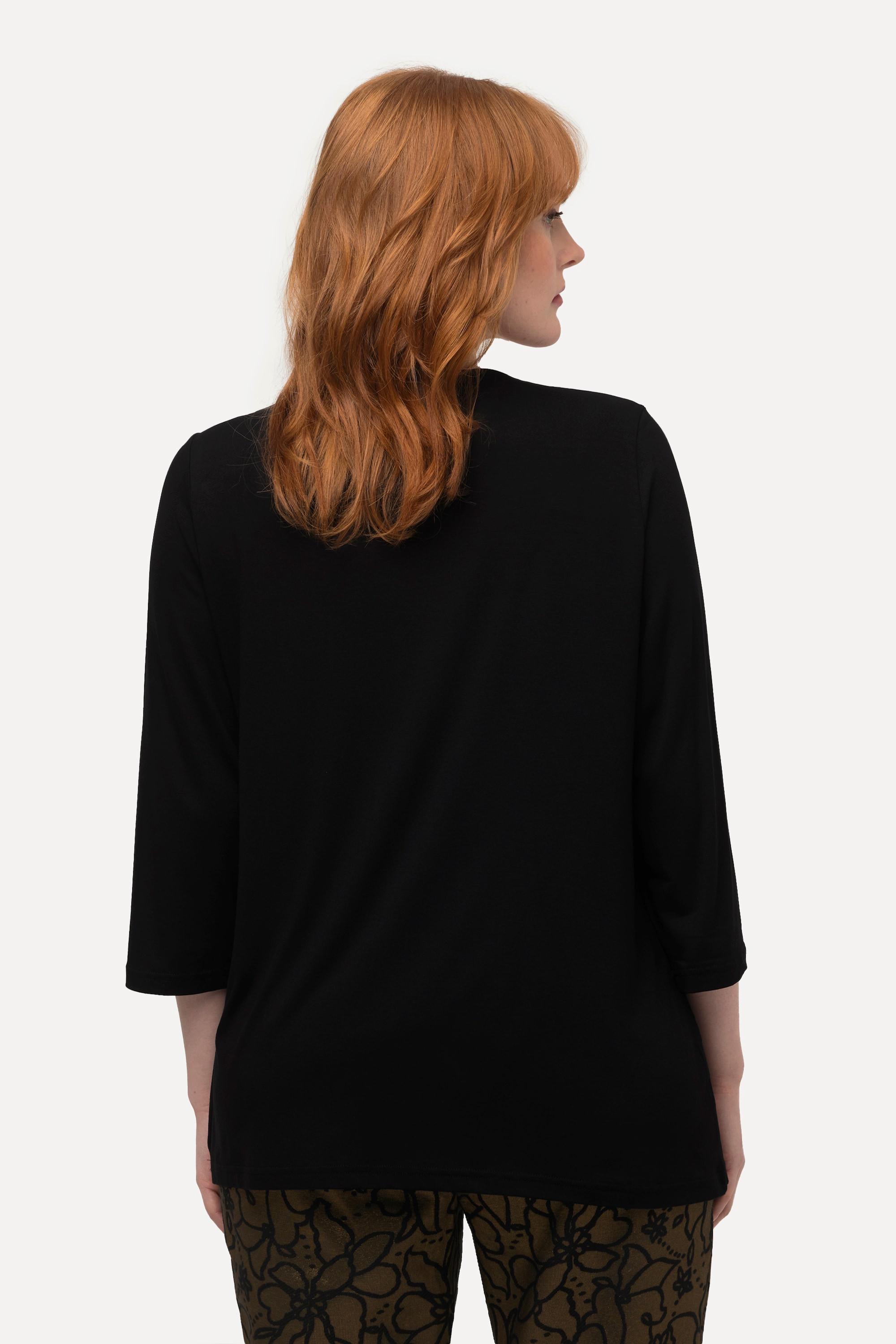 Ulla Popken  Shirt, Ziersteine, Classic, Rundhals, 3/4-Arm 