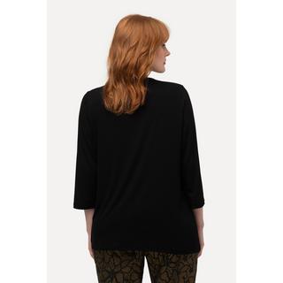 Ulla Popken  T-shirt à col rond et manches 3/4, coupe Classic, strass 