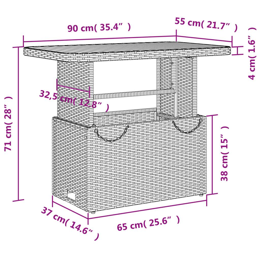 VidaXL Table de jardin rotin synthétique  