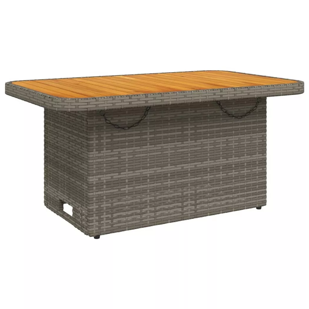 Table de jardin gris 90x55x71cm Résine tressée et bois d acacia