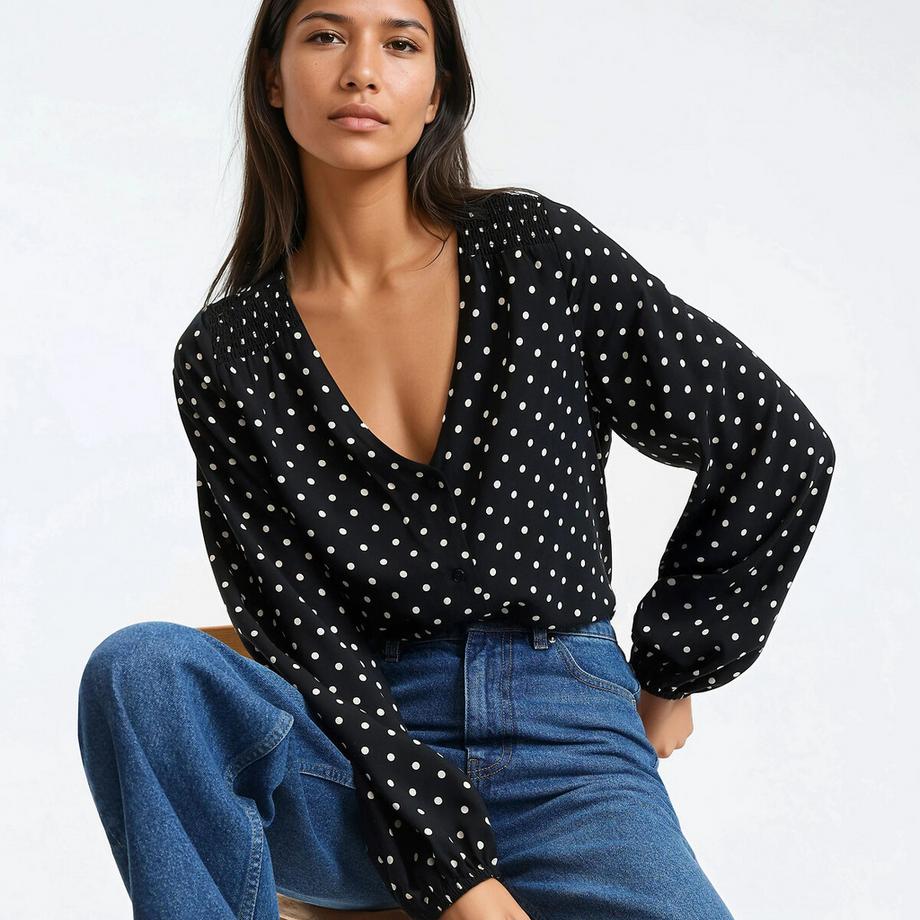Bluse mit V-Ausschnitt