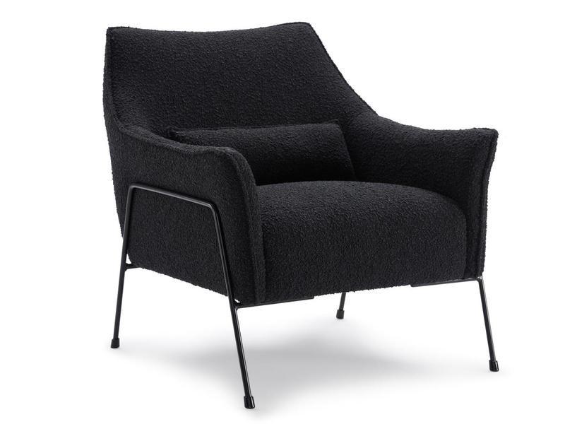 Image of Sessel - Sherpa-Stoff mit Schaffell-Effekt - Schwarz - LOVENA Sessel - Sherpa-Stoff mit Schaffell-Effekt - Schwarz - LOVENA