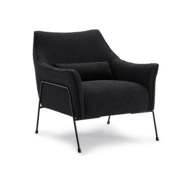 Fauteuil en tissu sherpa effet peau de mouton noir LOVENA