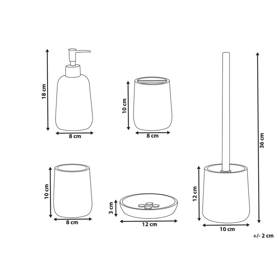 Beliani Set de 5 accessoires de salle de bain en Polyrésine Moderne POZUZO  
