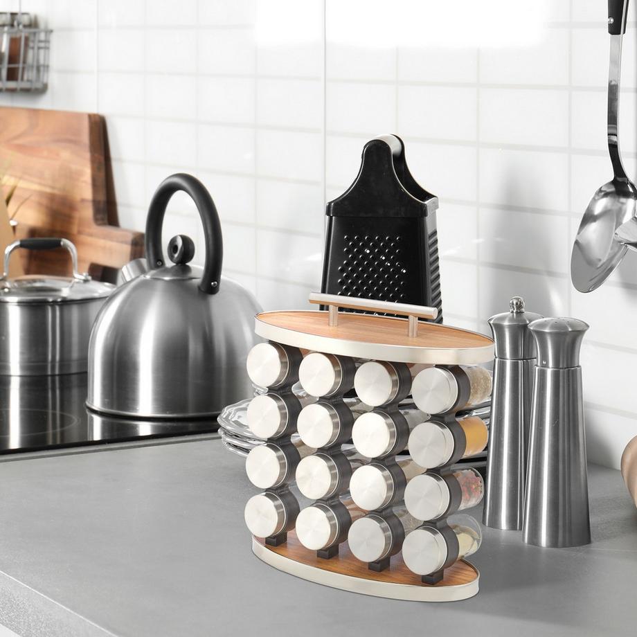 B2X  Tragbares Gewürzregal mit 16 Gläsern 