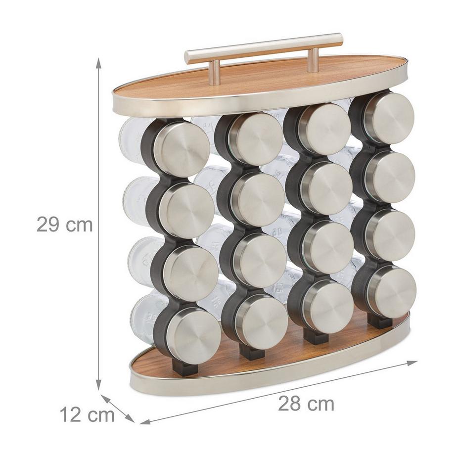 B2X  Tragbares Gewürzregal mit 16 Gläsern 