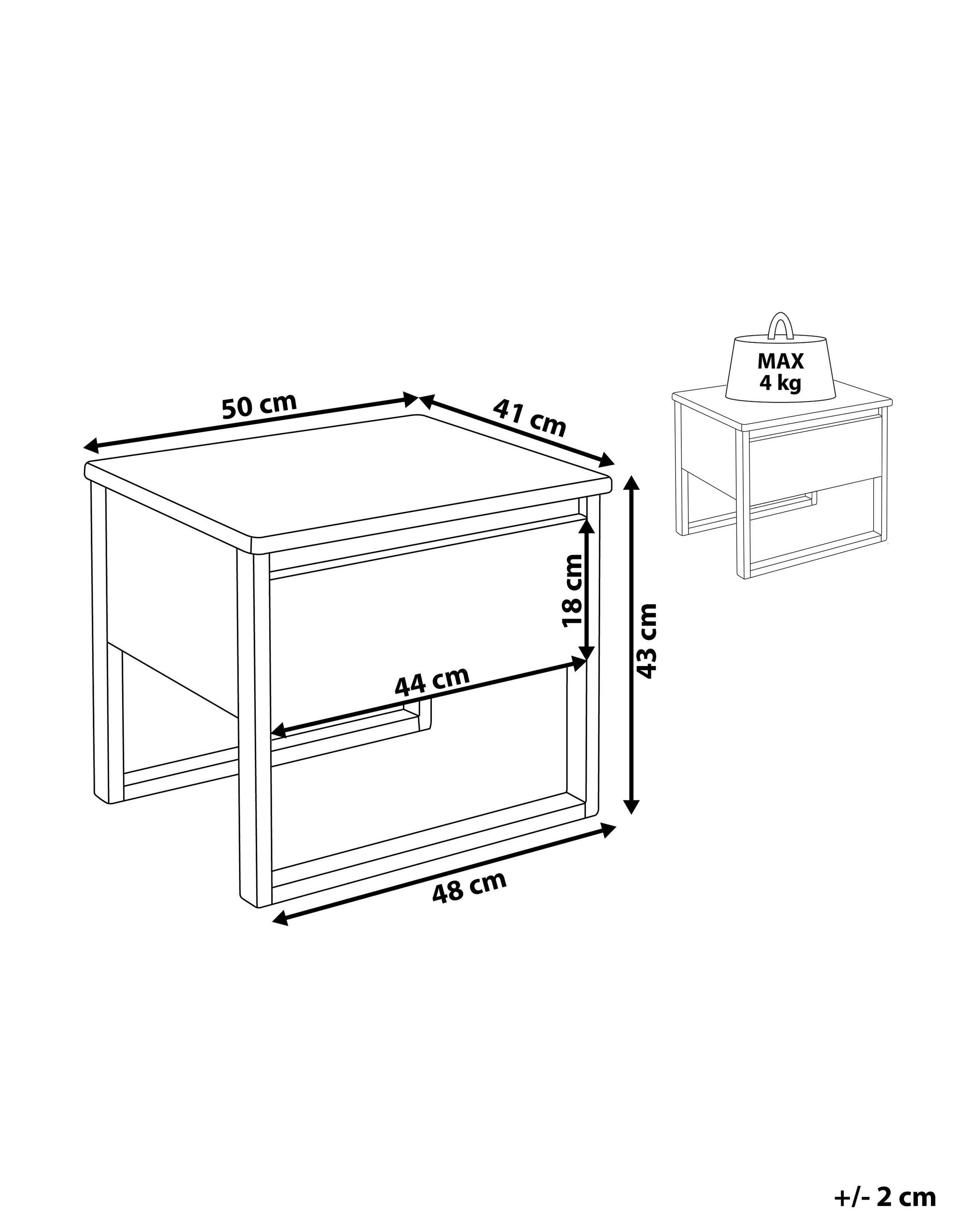 Beliani Comodino 1 cassetto en Legno di pino Moderno GIULIA  