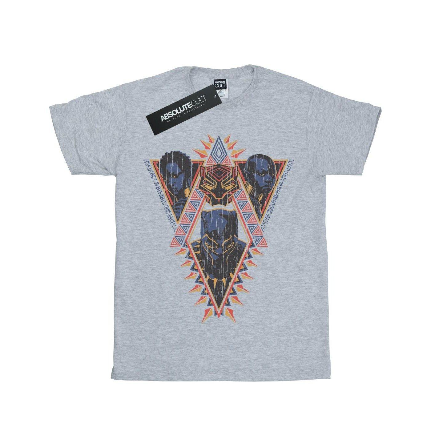 Image of Black Panther Tribal Heads Tshirt Unisex Grau 128