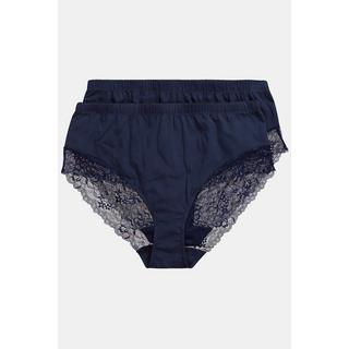 Ulla Popken  Lot de 2 culottes midi, empiècement en dentelle sur le côté 