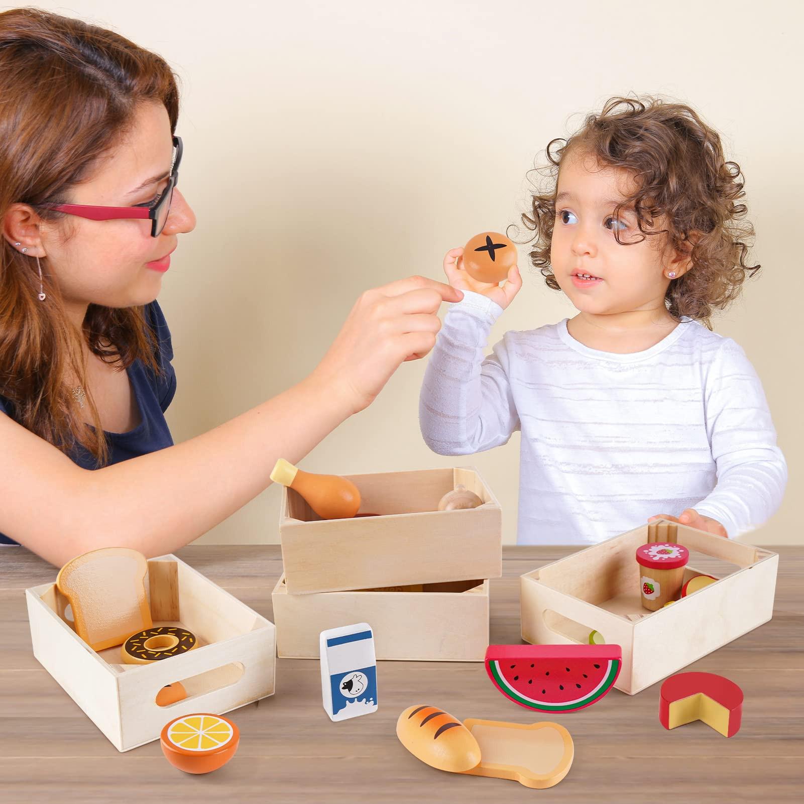 Activity-board  Spielzeug für die Küche, Kinderküchenzubehör Holz, Spielküche Zubehör Lebensmittel Spielzeug 