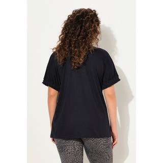 Ulla Popken  T-shirt con modal e mezze maniche con ruche 