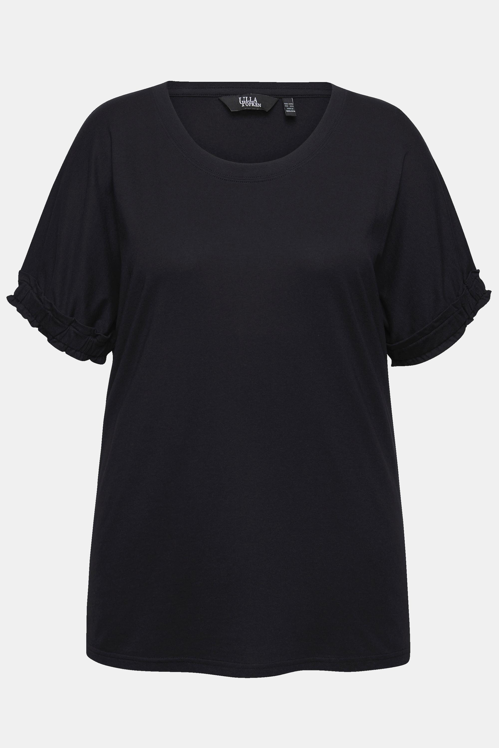 Ulla Popken  T-shirt con modal e mezze maniche con ruche 