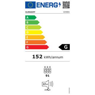 Climadiff Climadiff CD90B1 cantina vino Cantinetta vino con compressore Libera installazione Nero 91 bottiglia/bottiglie  