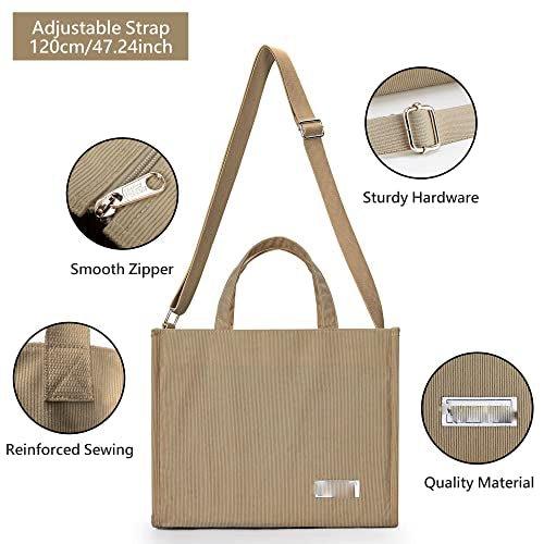 Only-bags.store  Cordtasche Umhängetasche mit Reißverschluss, Handtasche Umhängetasche Shopper für Schule Arbeit 