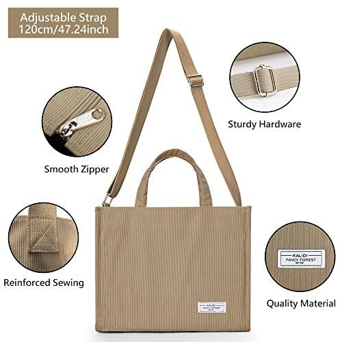 Only-bags.store  Cordtasche Umhängetasche mit Reißverschluss, Handtasche Umhängetasche Shopper für Schule Arbeit 