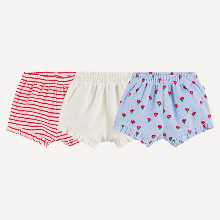 Lot de 3 shorts volantés en éponge