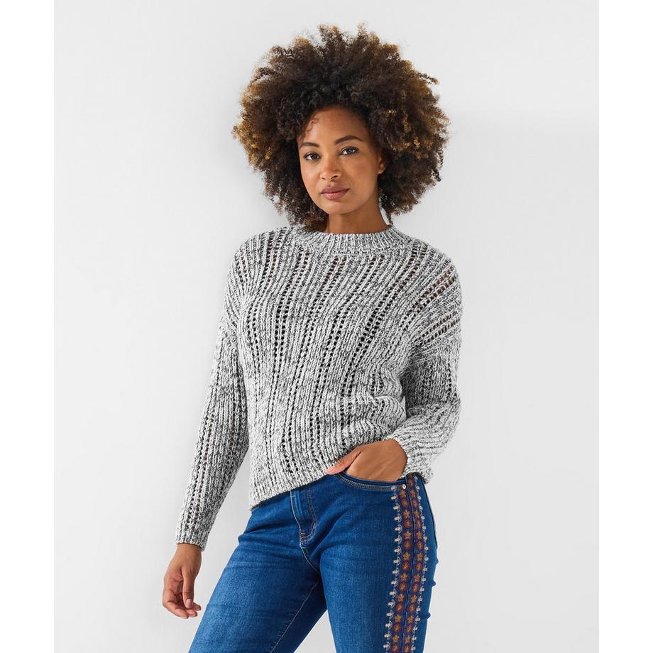 Joe Browns Rundhals Pullover in Lochstrick Optik  