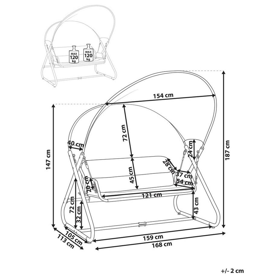 Beliani Balancelle de jardin en Acier Méditerranéen SOLAGNA  