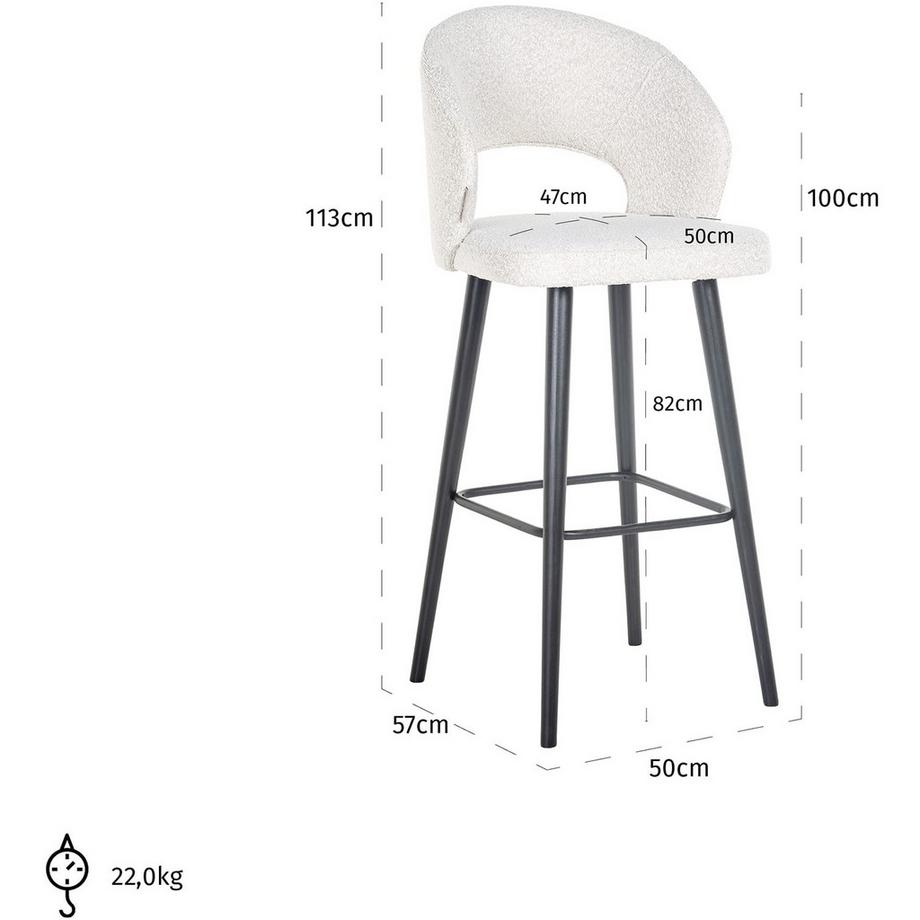 mutoni Tabouret de bar Savoy blanc noir 113  