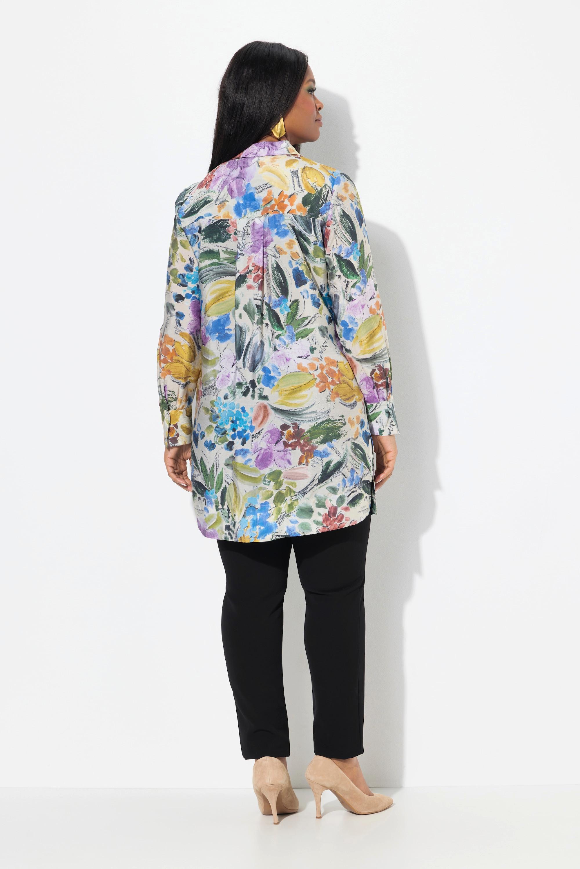 Ulla Popken Chemisier Long Modal Mélangé Col Chemise Manches Longues  