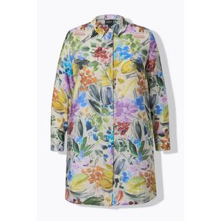 Ulla Popken Chemisier Long Modal Mélangé Col Chemise Manches Longues  