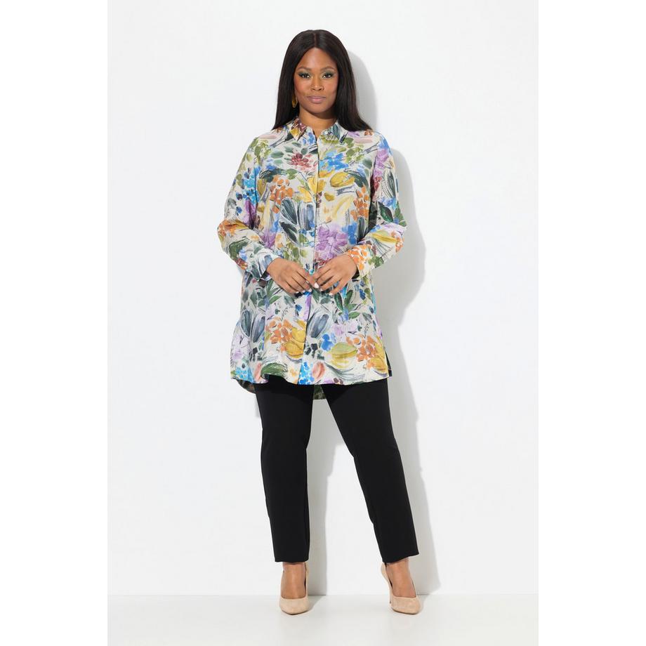 Ulla Popken Longbluse Modalmix Hemdkragen Langarm  