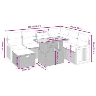 VidaXL Ensemble de canapés de jardin rotin synthétique  