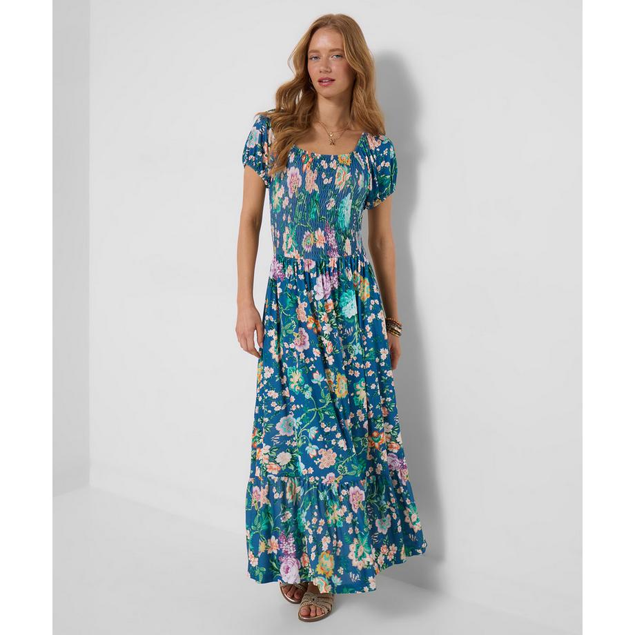 Joe Browns Abito Lungo in Jersey Floreale con Scollo Quadrato  
