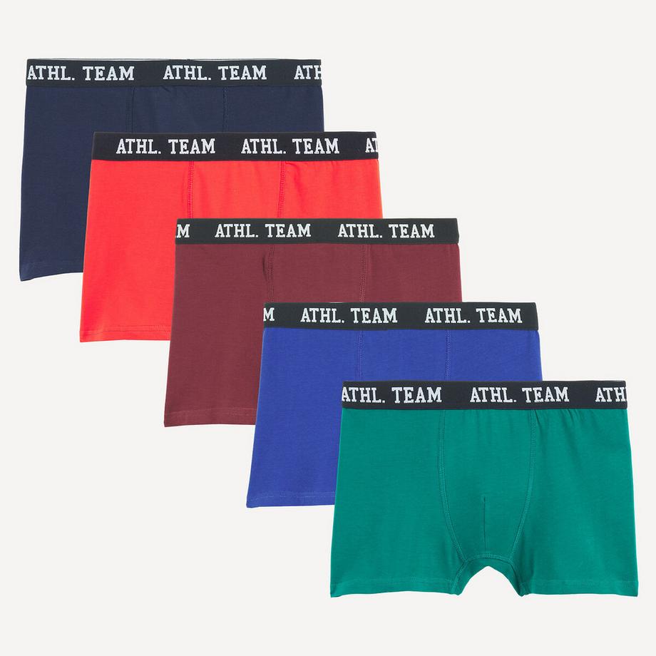 Lot de 5 boxers en coton unis