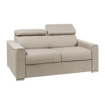 Canapé 2 places convertible express en tissu beige - couchage 120 cm - Matelas 22 cm avec mémoire de forme VIZIR