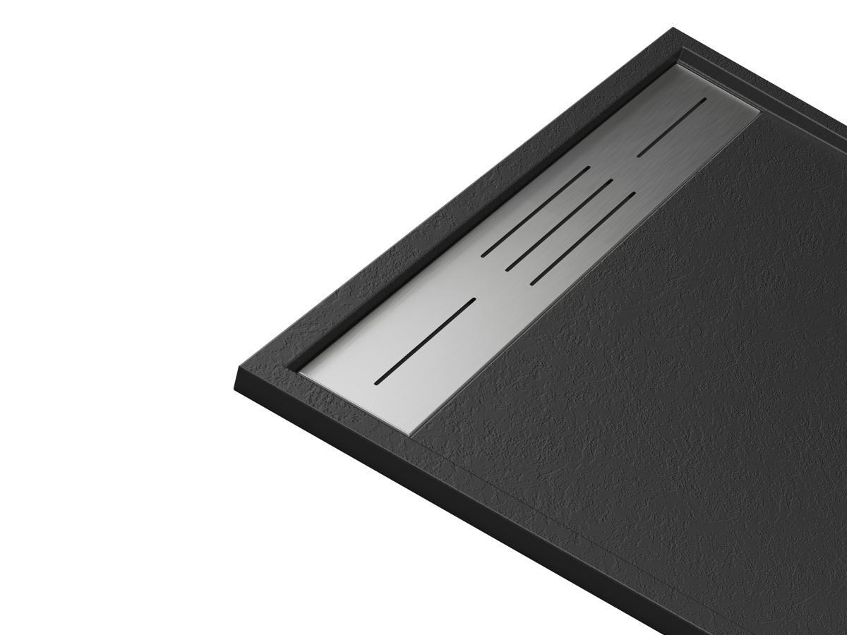 Vente-unique Piatto per doccia da posare o da incasso 120 x 90 cm in Resina Nero - LYROSA  